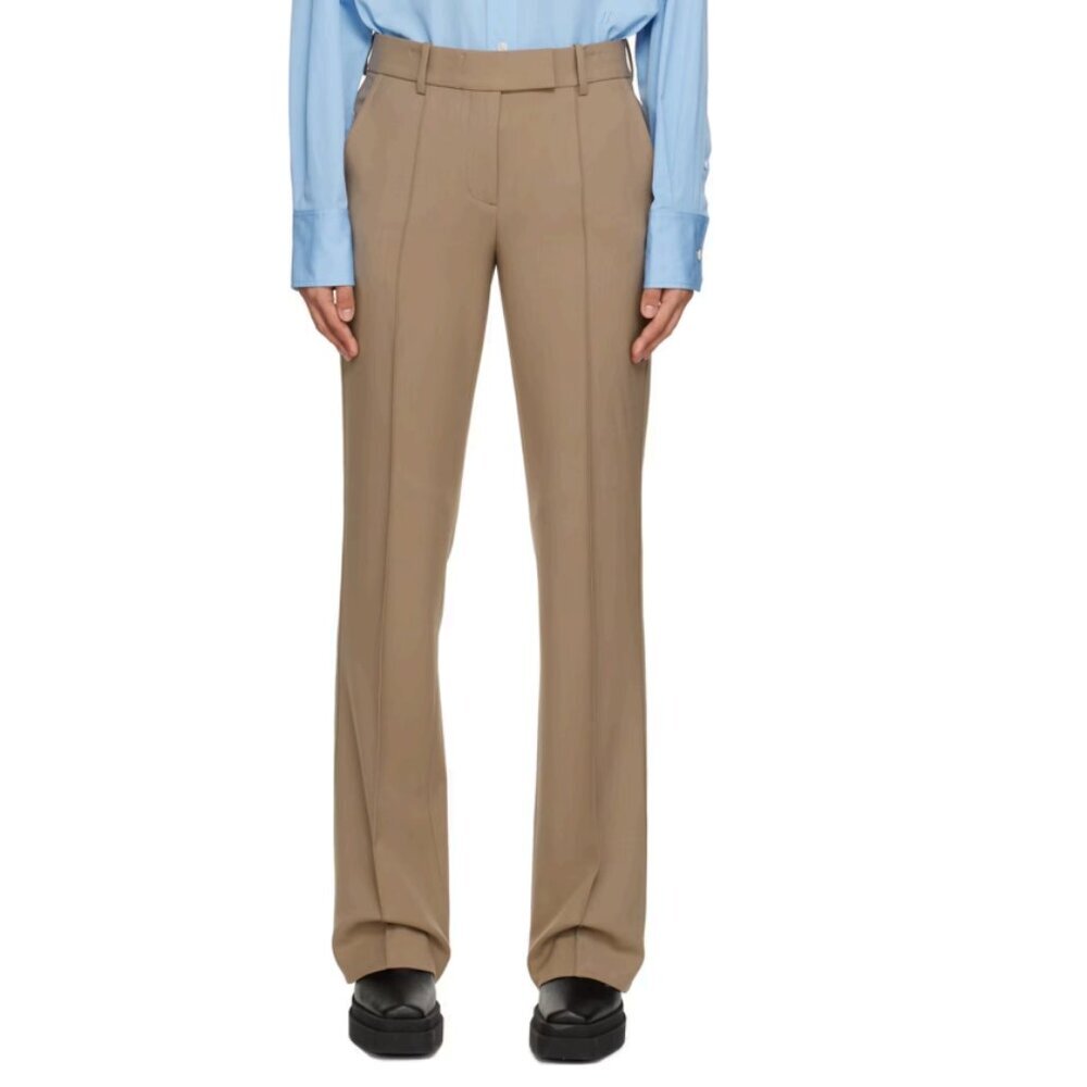 Helmut Lang Taupe Pinched Seam Trousers Size 2